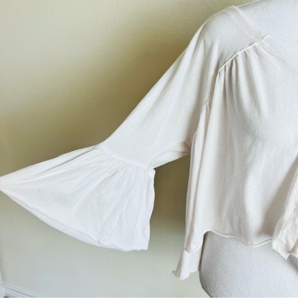 Free People White Sweet Little Tee Button Up Blouse - Picture 4 of 13